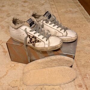 Golden Goose Shearling-lined Sneakers with Leopard Detail